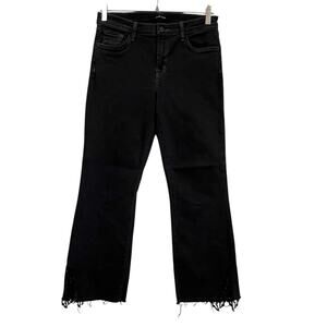 J Brand Selena Jeans Womens 28 Black Mid Rise Cropped Bootcut Lace Raw Hem